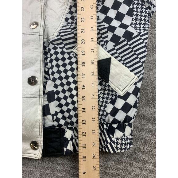 Vintage Spencer Douglas Ski Jacket S Quilted Snap Front Patchwork Print Black - Picture 6 of 11